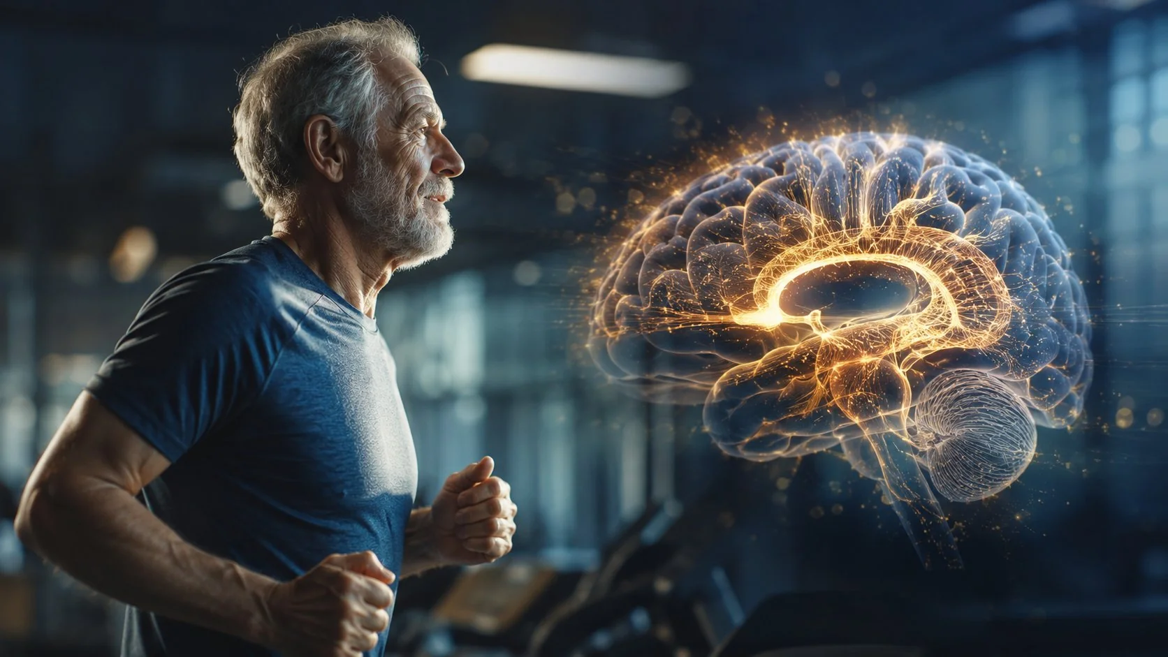 White matter brain network with bright connective tracts strengthened by physical activity in an aging brain