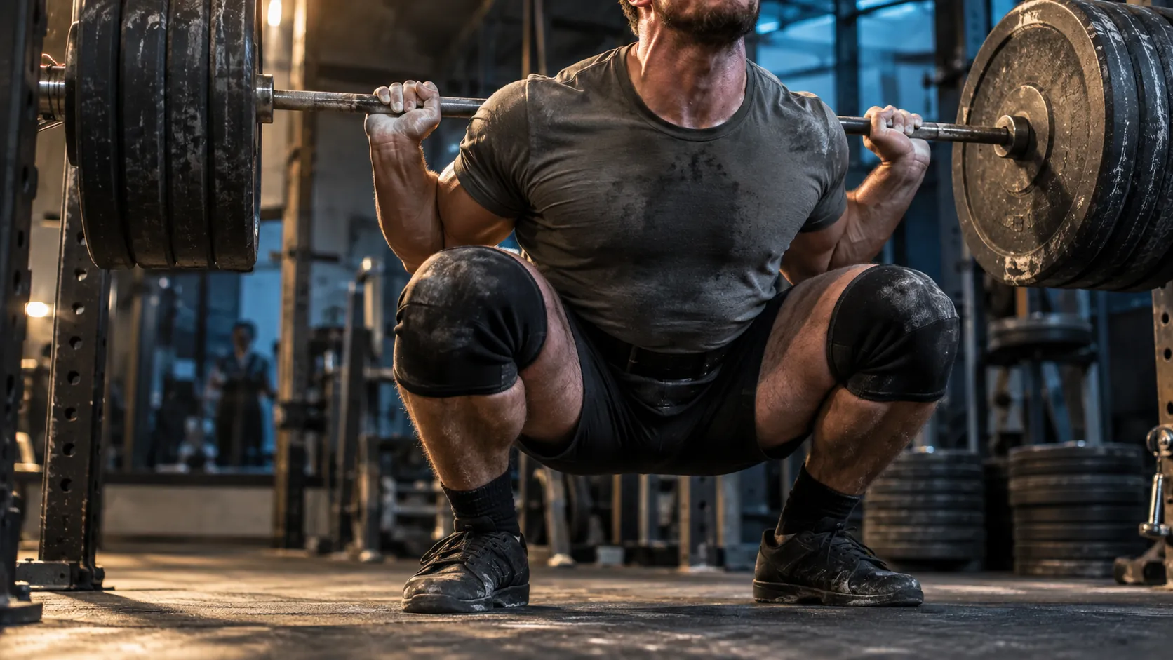 Heavy barbell squat that depletes local muscle glycogen